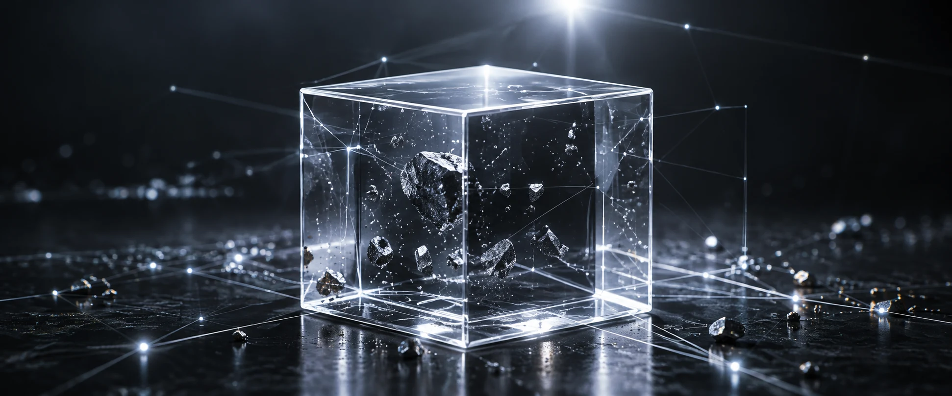 Glass cube representing digital structure